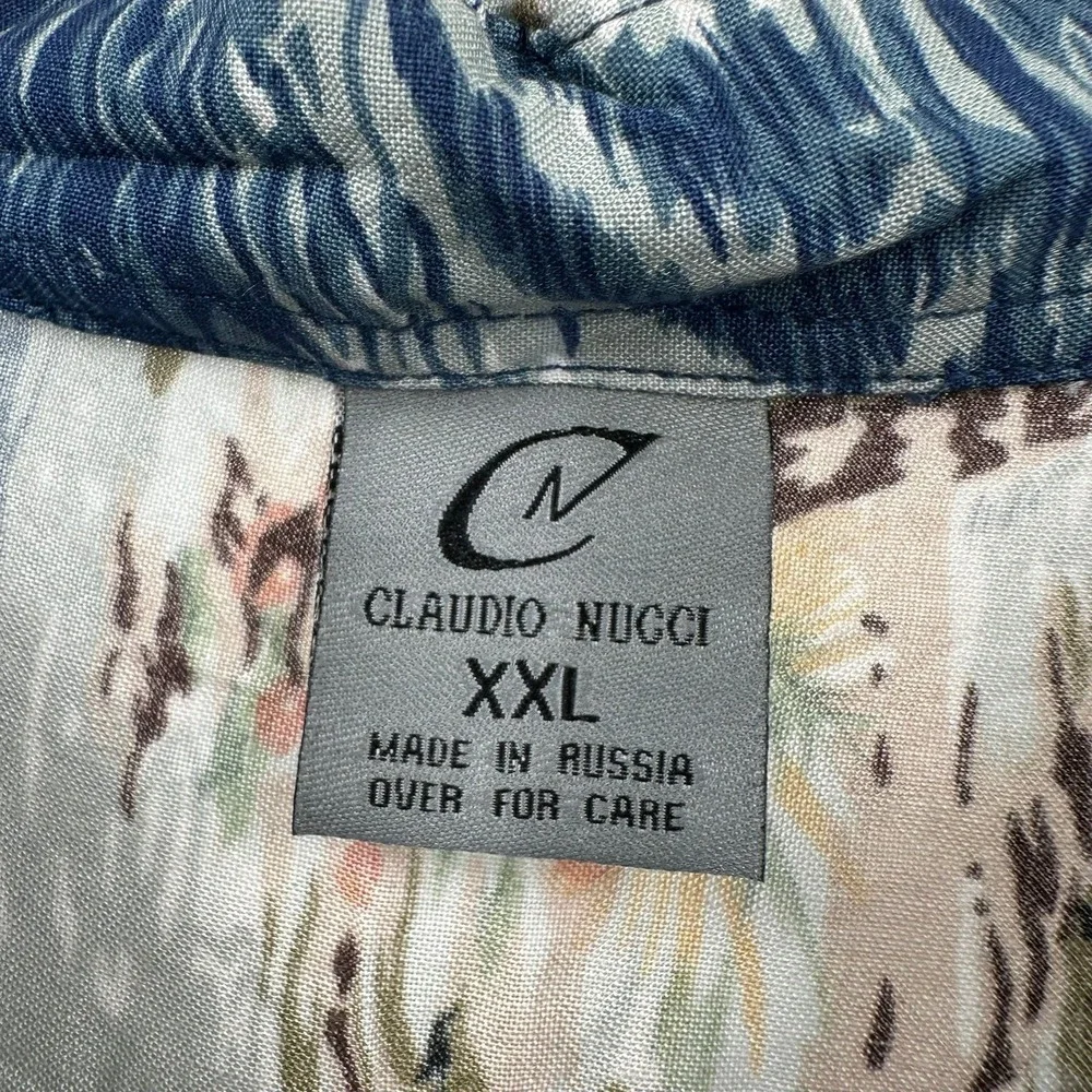Claudio Nucci Mens Hawaiian Aloha Shirt Size XXL Blue Tropical Island Sailboat